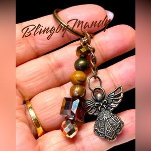 Deep bronze angel -protector-keychain /zipper pull